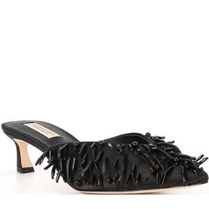 Antonio Melani x Elizabeth Damrich Babe Satin Ornamented Mules New 6.5 Slip On